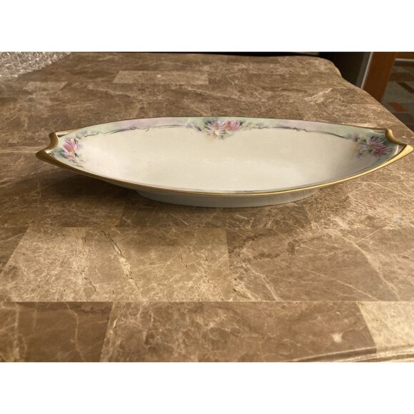 Antique HR Hutschenreuther Selb Bavaria Oval Serving Dish Handpaint Gold Trim - Picture 5 of 12